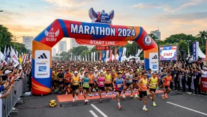 Balon Gate Bengkulu sebagai area start finish pada event marthon.
