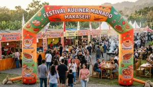 balon gate manado sedang digunakan saat acara kuliner an