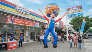 Sky dancer sebagai media promosi di depan toko untuk menarik perhatian pengunjung