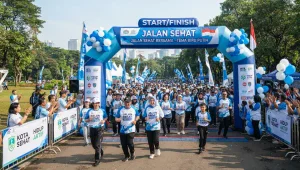 Balon Gate Promosi Balikpapan untuk area start finish pada event jalan santai.
