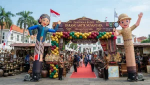 Balon Sky Dancer Balikpapan menjadi area masuk pameran barang antik.