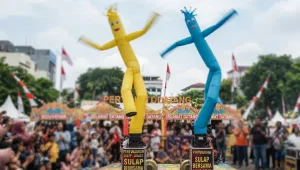 Balon Sky Dancer Murah Bandung digunakan pada acara persembahan sulap.