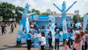 Balon Sky Dancer Murah Medan sebagai media promosi produk.